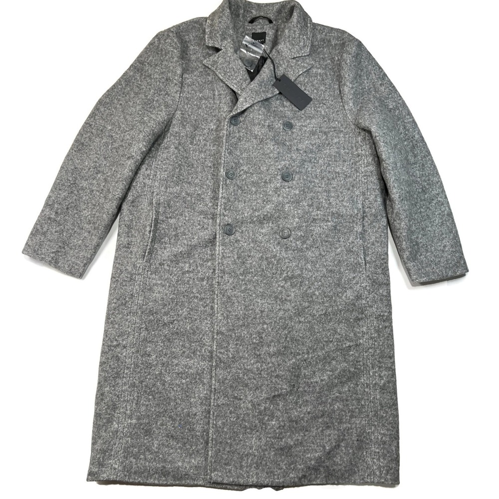 Twenty Montreal Maddux Double Breasted Overcoat Mens Large NWT Gray‎ Soft Fleece